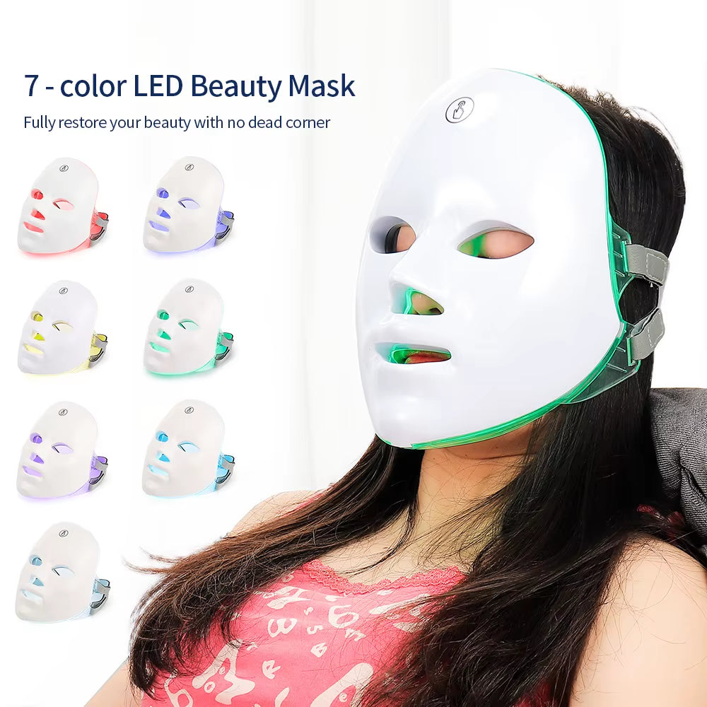 7 Color Wireless Light Therapy Mask Anti-Aging Acne Spot Scar Removal Smooth Wrinkles Facial Beauty Daily Skin Care Led Mask
