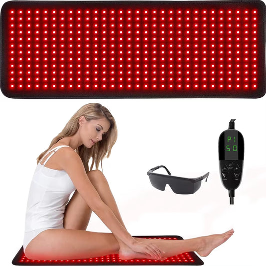 360 Leds Red Light Therapy Pad 660Nm 850Nm Infrared Light Device Cushion Mat for Body Waist Back Shoulder Muscle Pain Relief