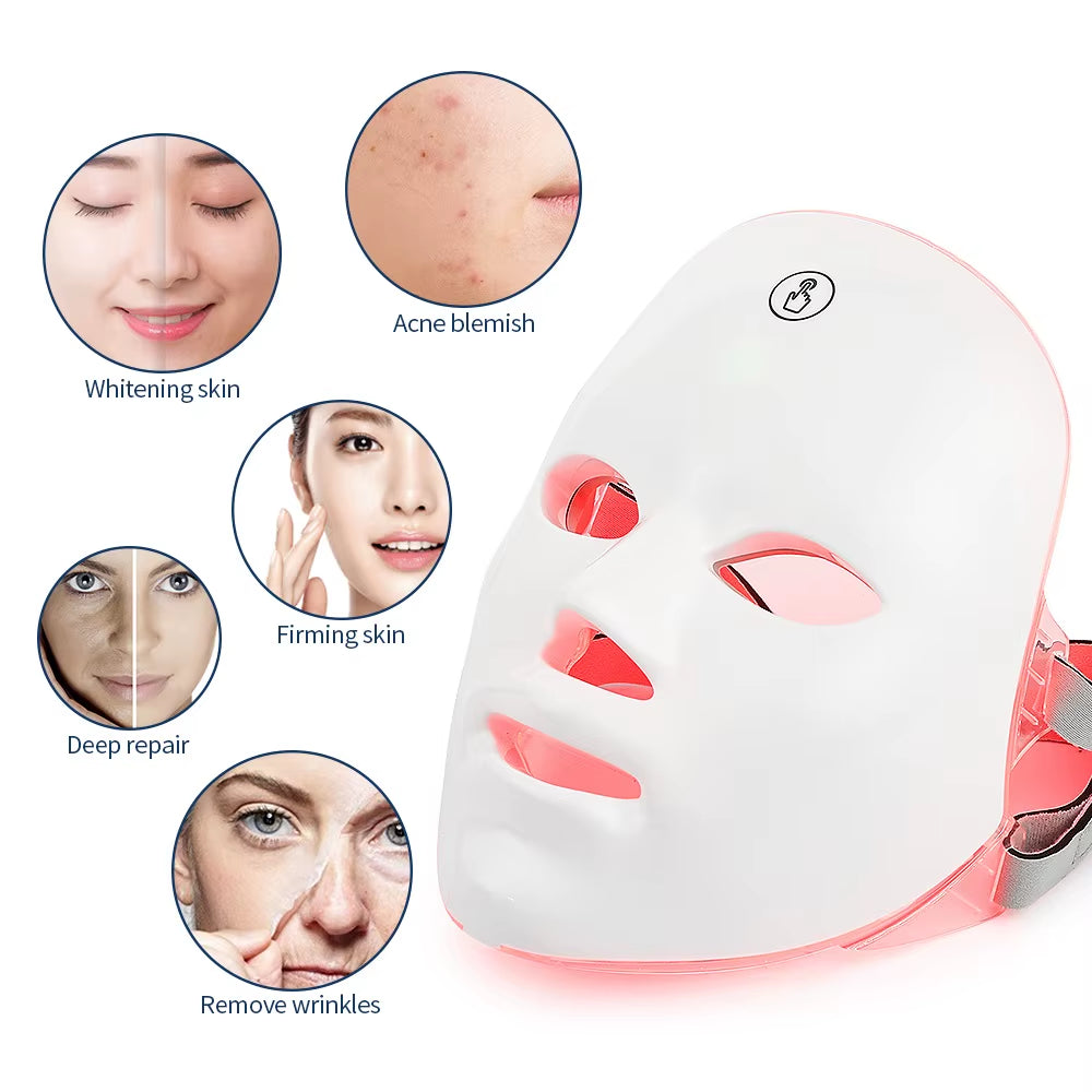 7 Color Wireless Light Therapy Mask Anti-Aging Acne Spot Scar Removal Smooth Wrinkles Facial Beauty Daily Skin Care Led Mask