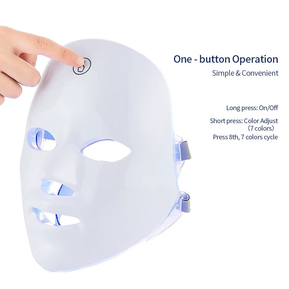 7 Color Wireless Light Therapy Mask Anti-Aging Acne Spot Scar Removal Smooth Wrinkles Facial Beauty Daily Skin Care Led Mask